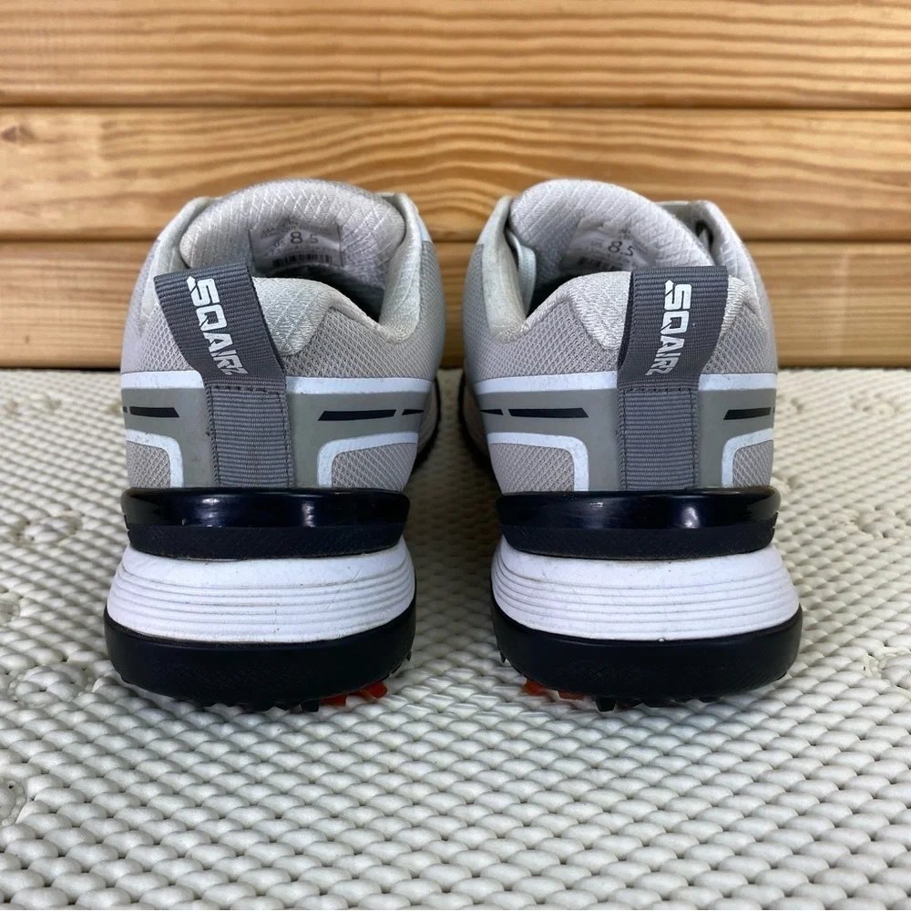 Sqairz Speed Men's 8.5 US Soft Spiked Golf Shoes Sneakers White Gray Black
